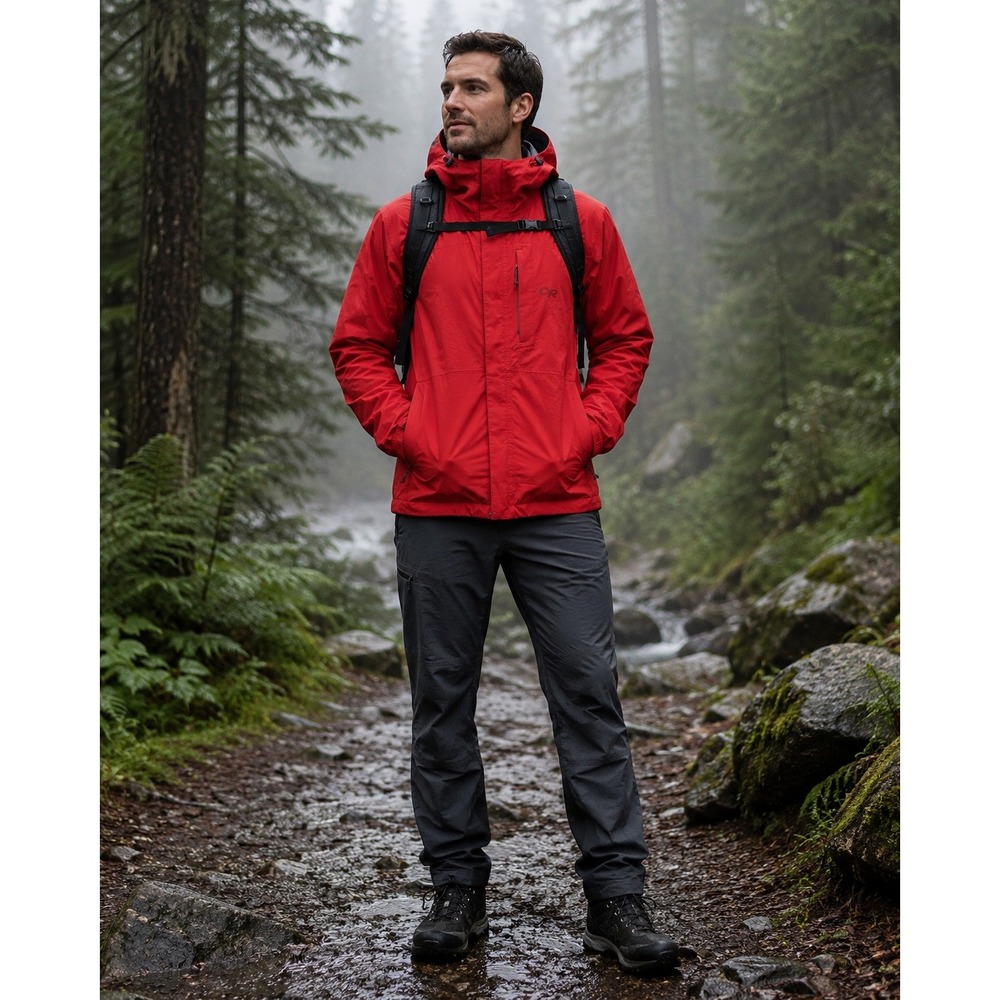 Outdoor Research Guardian Jacket Mens XL Red AscentShell Waterproof Hooded